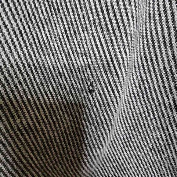 White House Black Market Wrap Stripe Fringe Ruana Black Gray Medium Large - Picture 12 of 16